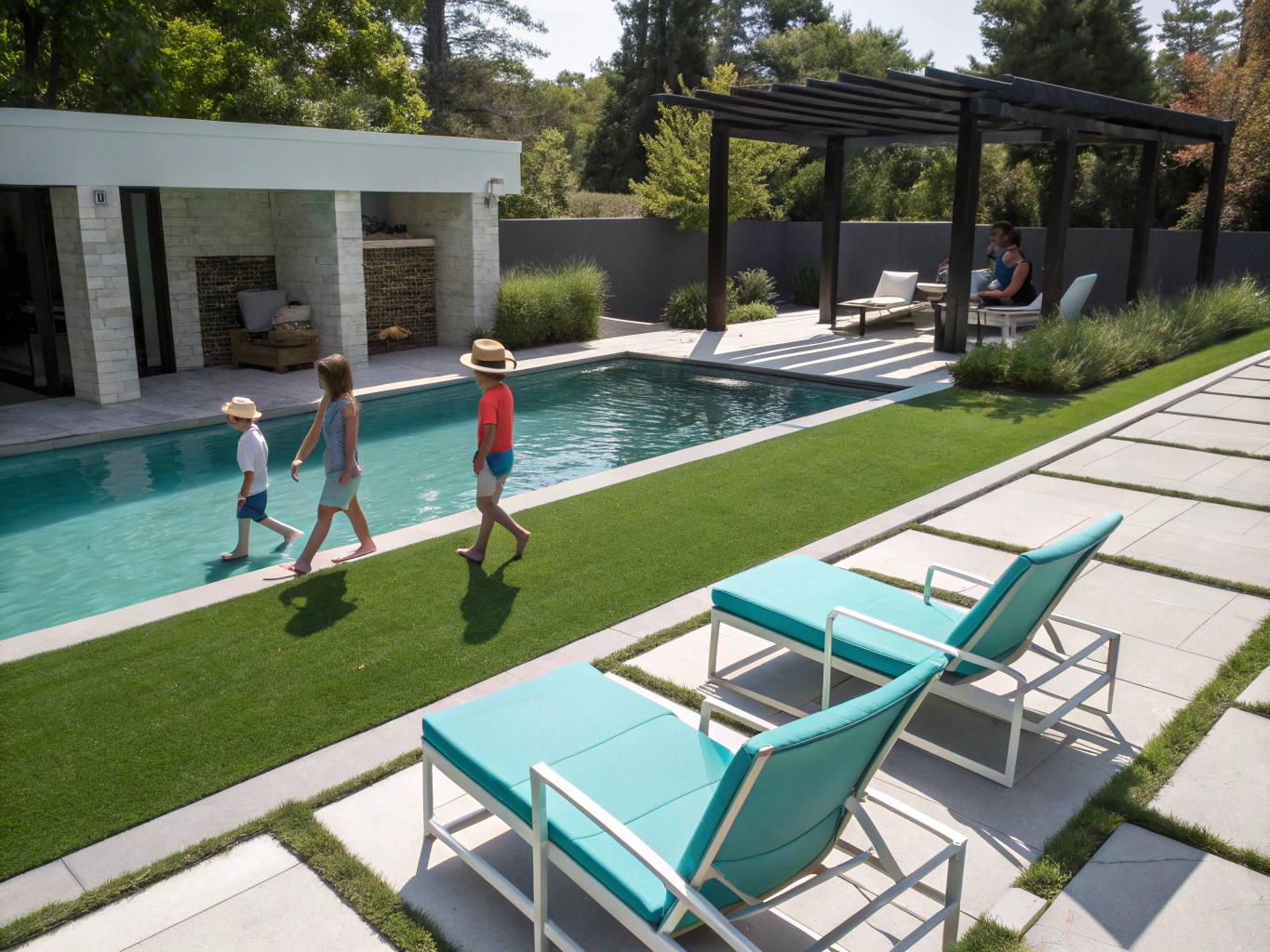Resort-style swimming pool and tennis courts at Willow Creek Living